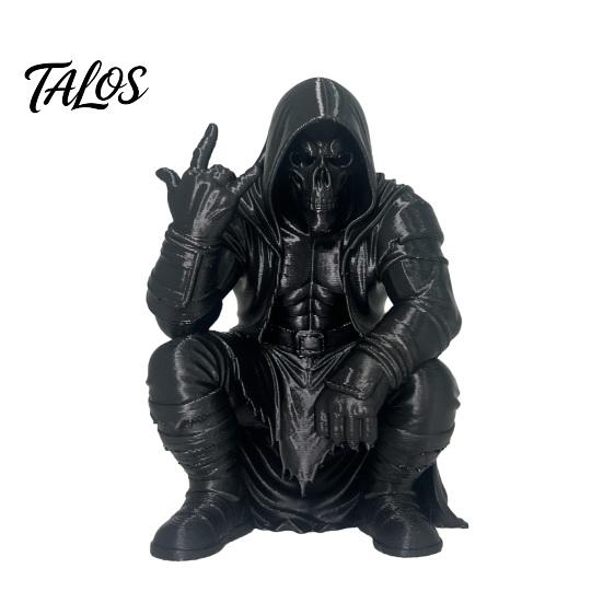 Crouching Devil God Figure Hooded Figurine, Decorative Ornament with Skull Mask & Muscle Lines, Hip Rock Metal Sculpture Hop Gothic Rocker Statue for
