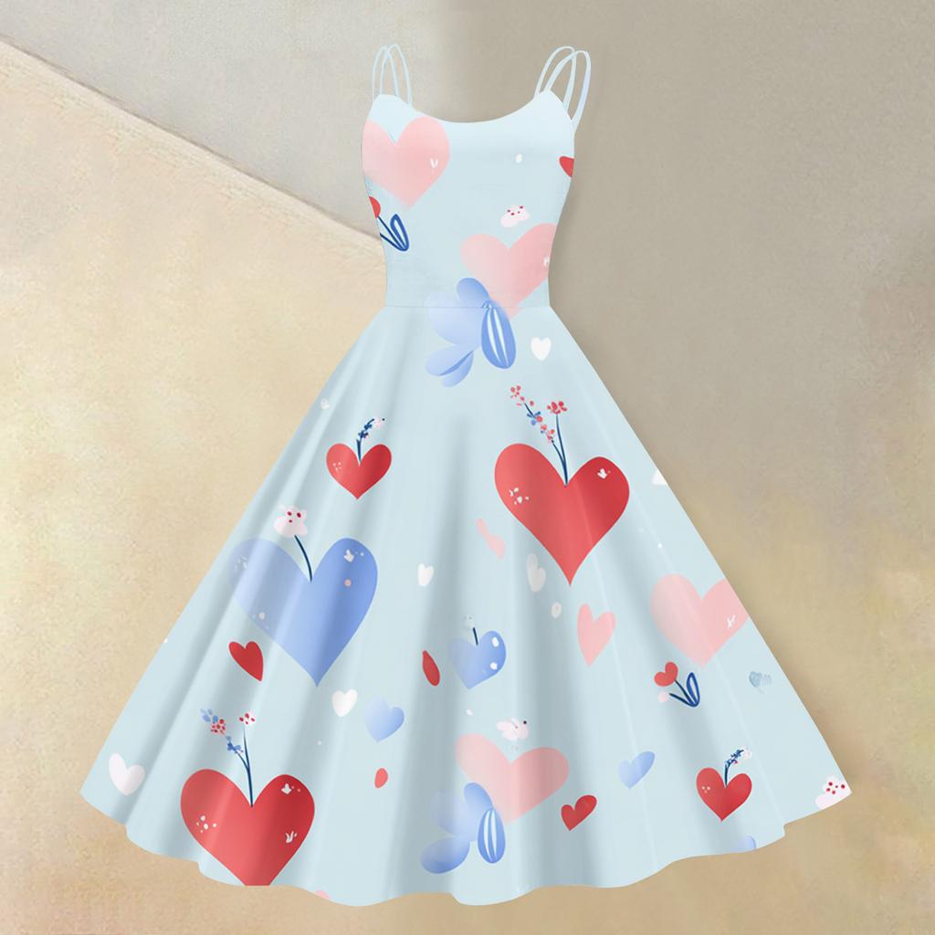 Women's Valentine's Day Floral Print Sexy Off-Shoulder Punk Retro Dress