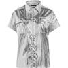 Originals X Ivy Park Ppln Shirt Solid Color Metallic Collar Single-Breasted Short Sleeve Shirt Women Shirts Silver HN8238