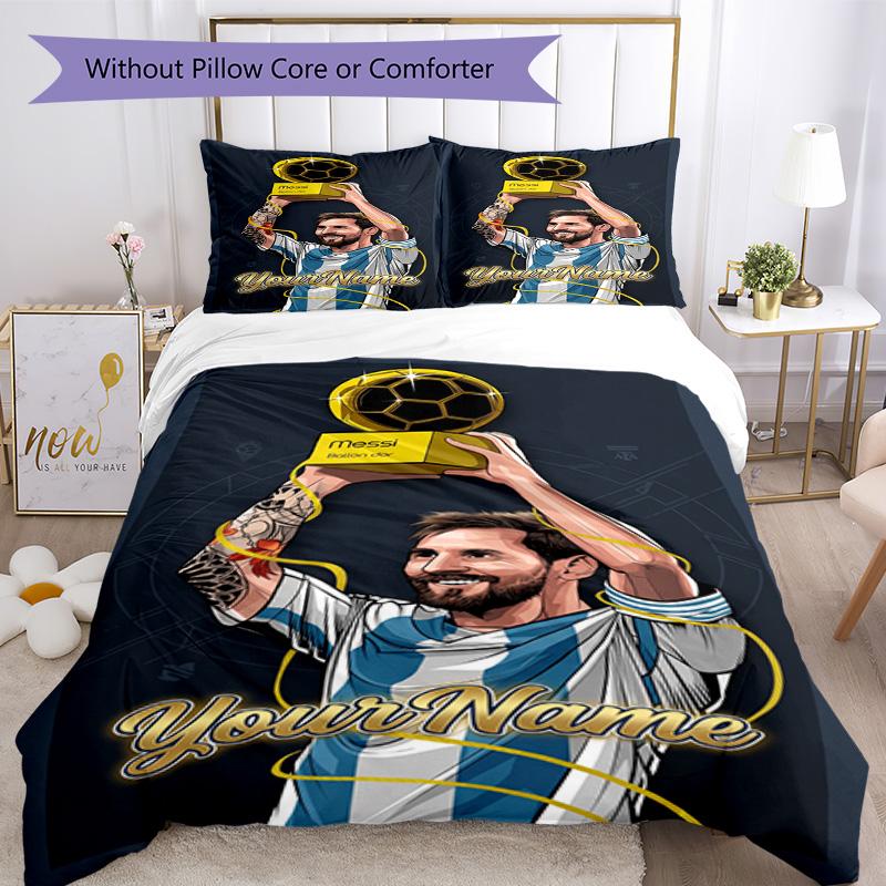 Messi 288 Customize your name Bedding Set Breathable Duvet Cover with Pillowcases Home Decoration Birthday Gift