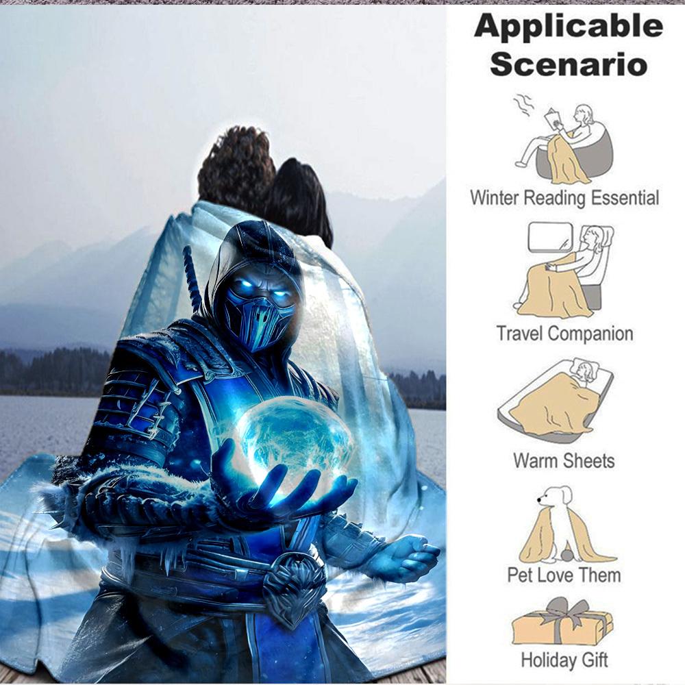 1pc Mortal Kombat Blanket Lightweight Flannel Throw For Sofa, Bed, Travel, Camping, Livingroom, Office, Couch, Chair, And Bed
