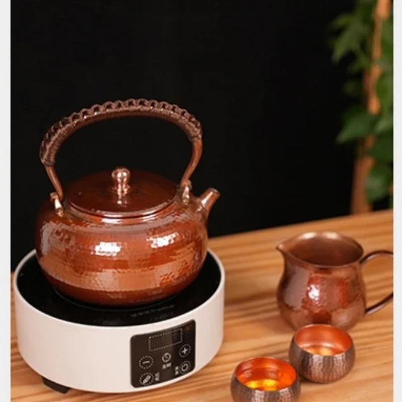 Handgefertigter reiner Kupfer-Teekessel Traditionelle chinesische Teekanne zum Aufbrühen von Teewasser-Kessel Handgefertigte Teekannen