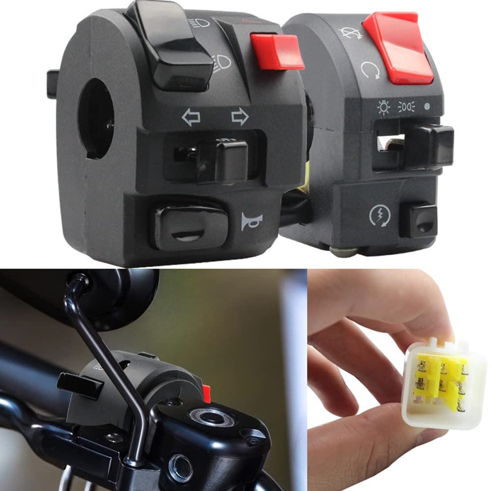 YFFSFDC Motorcycle Handle Switch 7/8" 22mm Motorcycle Handle Low Beam High Beam Headlight Switch Start Switch Horn Turn Signal(Combination)