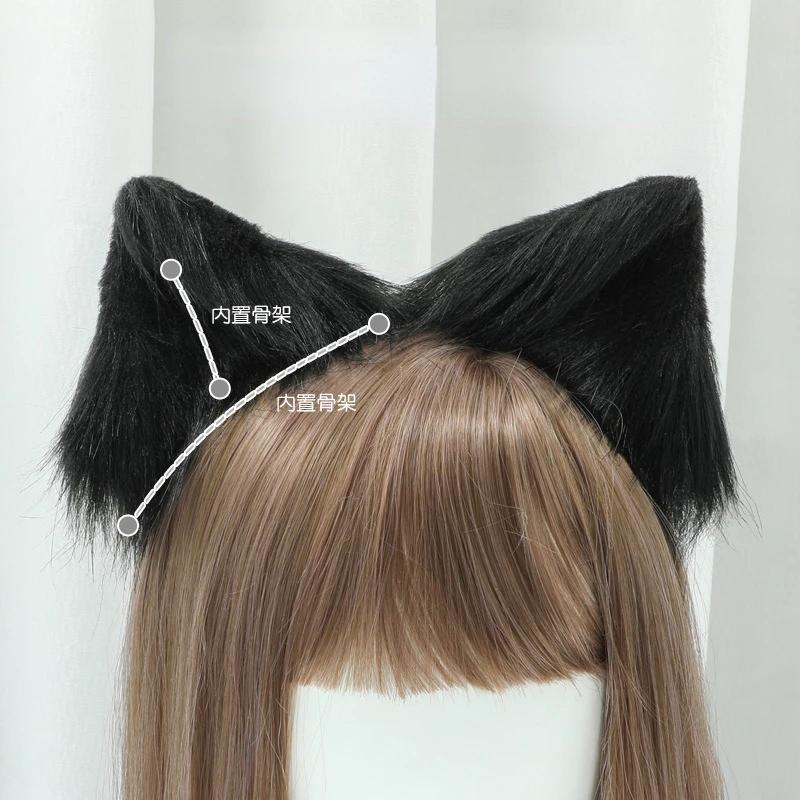 New Gothic Plush Fox Cat Ears Headband Artificial Cute Wolf Ear Hair Band Cosplay Hair Accessories Halloween Party Headwear