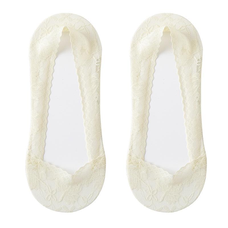 5 Pairs Spring and Summer Boat Socks for Women Thin Non-slip with Shallow Mouth Invisible Socks Lace Sweat Absorption Socks