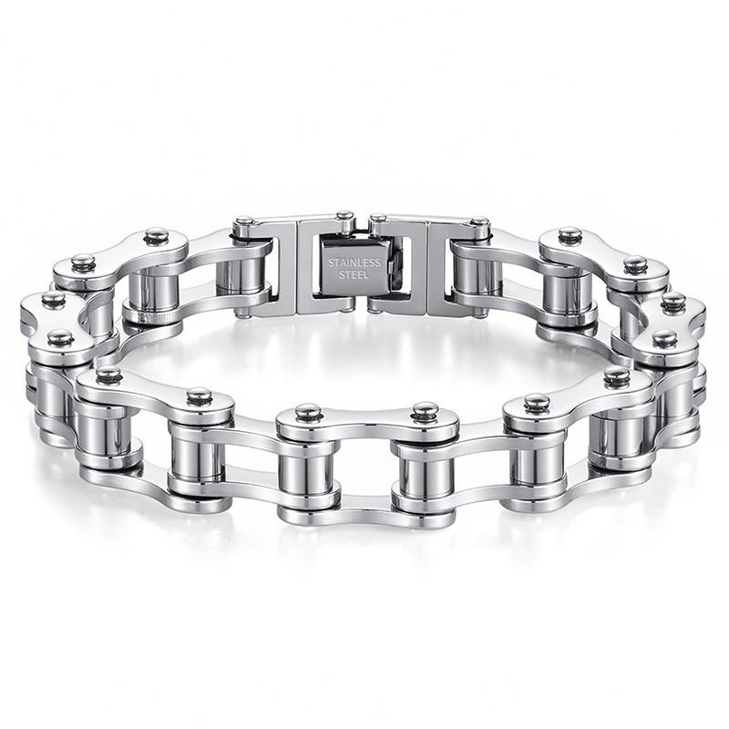 Stainless Steel Chain Bracelet Men Women Cycling Biker Punk Style Adjustable Safety Wristband