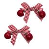 3PCS Checkered Hair Clip Decorative Cherry Pendant Hair Bows Comfortable Wear Teens Fashion Hair Styling Accessories