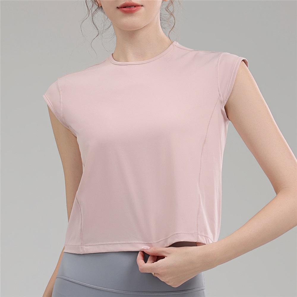 New Yoga Short Sleeved Women's Hollow Back Sports T-shirt With Drawstring, Wrinkle, Breathable Outdoor Sports Running And Fitness Clothing