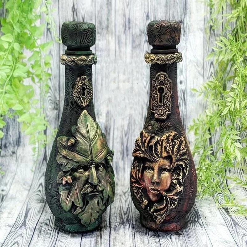 New Witch Bottle Celestial Body Home Decoration Ornaments Moon Water Bottle Face Painting Teng Vase Resin Ornaments