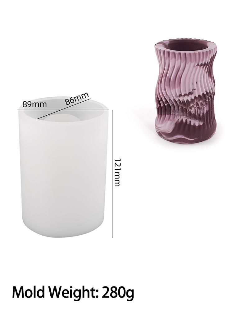 Concrete Stripe Candle Jar Silicone Mold Simplicity Wave Storage Tank Ornament Cement Plaster Flowerpot Resin Molds Home Decor