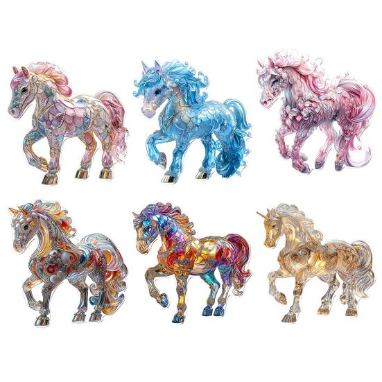 2D Acrylic Horse Pendant Flat Cartoon Horse Pendant Keychain Charm Colorful Horse Ornament for Backpack Christmas Tree Decoration