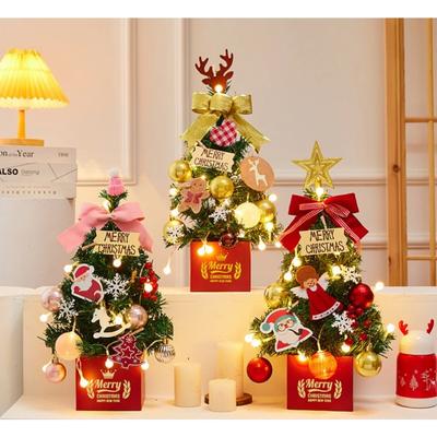 50 cm Mini-Weihnachtsbaum, Paketverschlüsselung, Simulation, beleuchteter Baum mit dekorativen Dekorationen