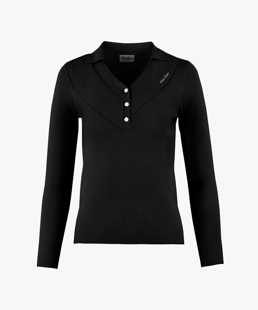 FAIRLIAR GOLF Ruffle Point Knit (Black)