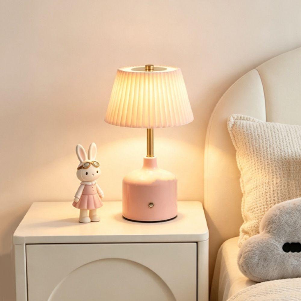 Touch Control Table Lamp Ruffled Skirt Bedside Lamp Night Light LED Desk Lamp Living Room
