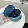 New Women'S Octagon Beret Hat - Denim Adjustable Korean Fashion Flattering Face Blue Shades For Spring Summer