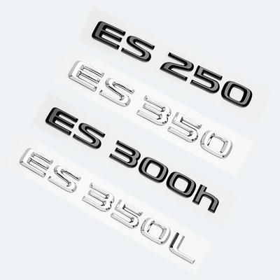 Letras 3D Cromadas Preto Brilhante ABS ES200 ES250 ES260 ES300 ES350 ES300h ES350h Emblema HÍBRIDO Para Porta-malas de Carro Adesivo de Logotipo