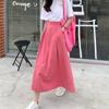 Women's Long Skirts Elastic High Waist Casual Skirt Girl's Spring Summer Solid Color A-line Skirts All-match Hot Pleated Skirt