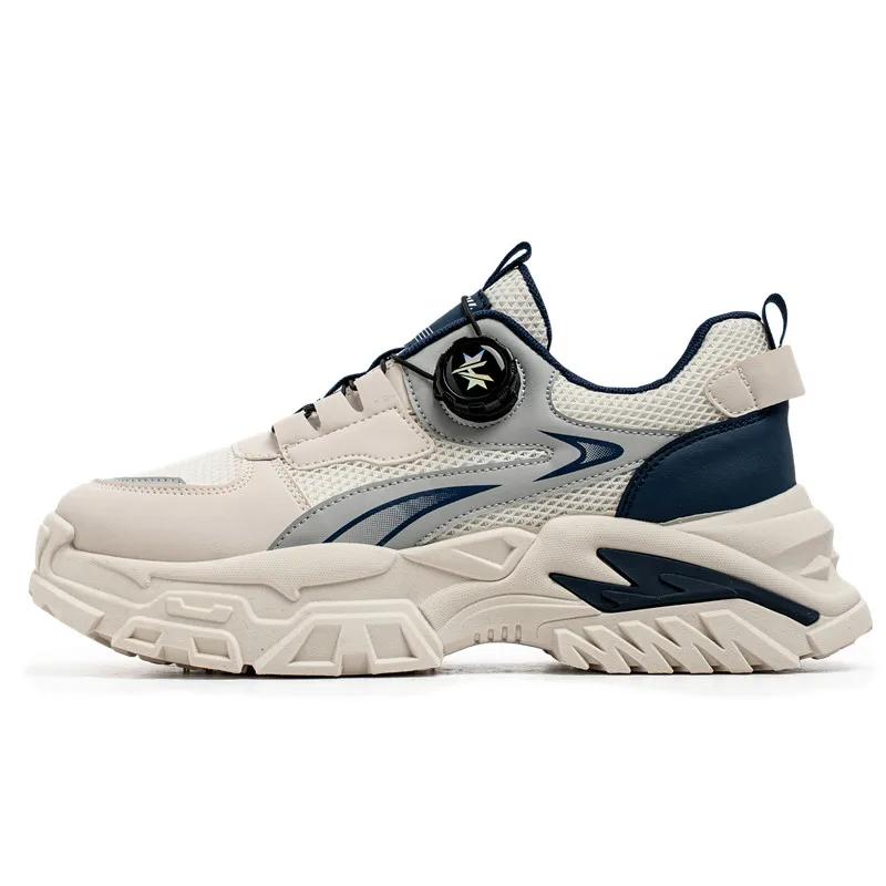 

Fashion Four Season Soft Soled Non Slip Outdoor Running Shoes Student Sneakers Men s Korean Rotating Buckle Trendy Casual Sports Shoes 45 синий
