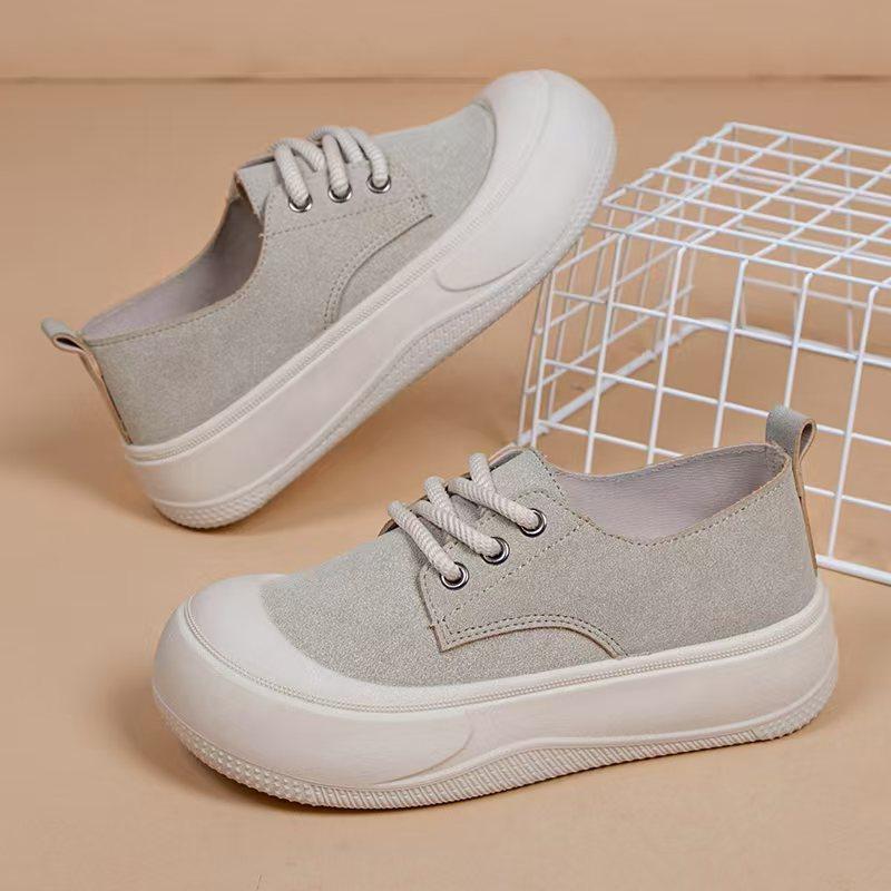 Height-increasing New Straps, Women's Casual Versatile Casual Shoes, Thick-soled Round Head Lace-up, Little White Shoes, Love