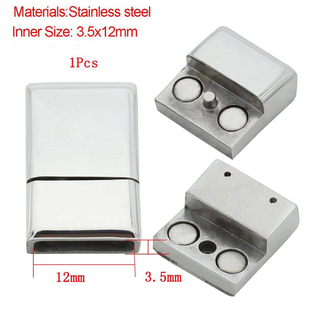 Jewelry Findings Leather Bracelet Clasp DIY Magnet Hook Rhodium Magnetic Clasp Flat Hole 15*3mm
