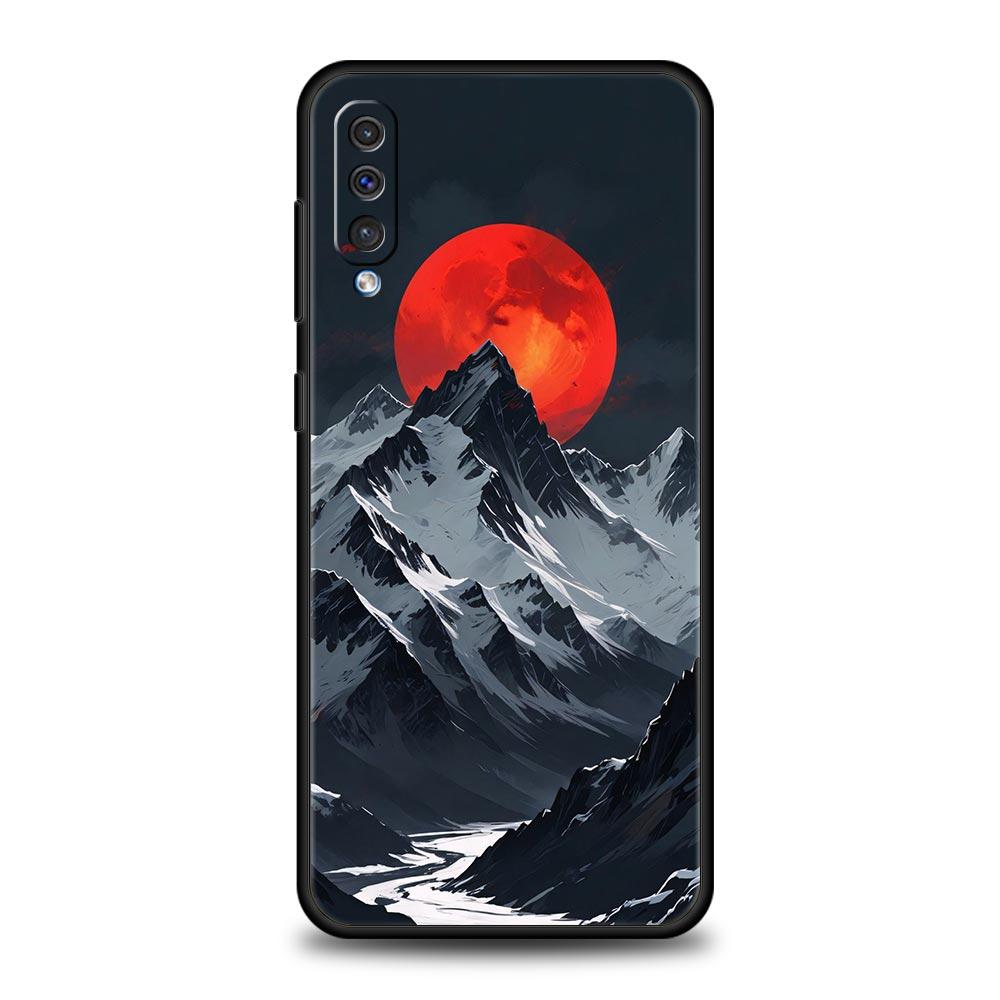 Black Mountain Peak Phone Case for Samsung Galaxy A56 A36 A26 A16 A34 A24 A42 A22 A20 A12 A40 A30 A10 5G Soft TPU Cover Shell