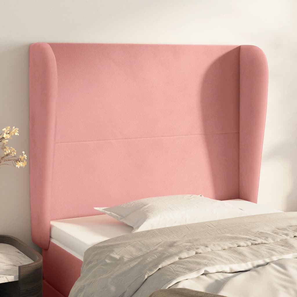 Headboard with Ears Pink 83 X 23 X 118 128 Cm Velvet