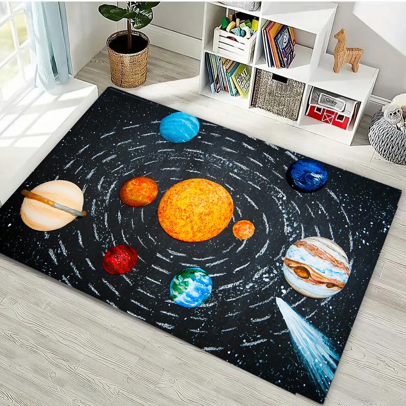 Modern Cartoon Space Rocket Carpet For Living Room Decoration Rug Porch  kids Bedroom Sofa Table Non-slip Floor Mat Home Doormat