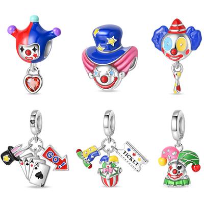 New Copper Color Poker Ace Of Spades Circus Funny Clown Charms Beads Fit 3Mm Original Bracelet Diy Birthday Jewelry