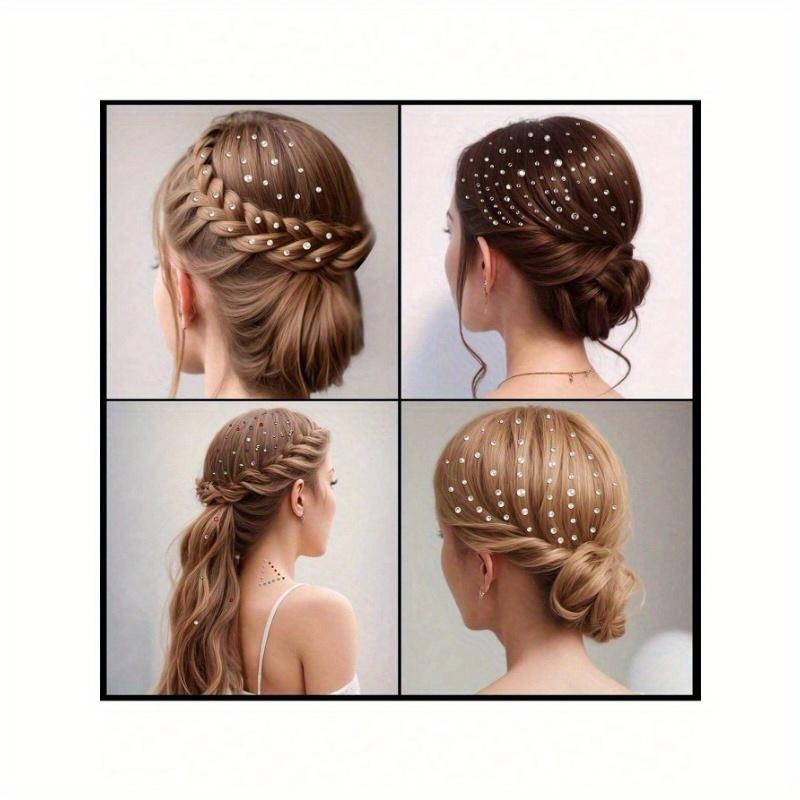 Autoadeziv Total Patru Foi de Pietre Prețioase și Perle Faux, Bijuterii de Festival, Pietre Prețioase pentru Păr, Autocolante cu Strasuri Pentru