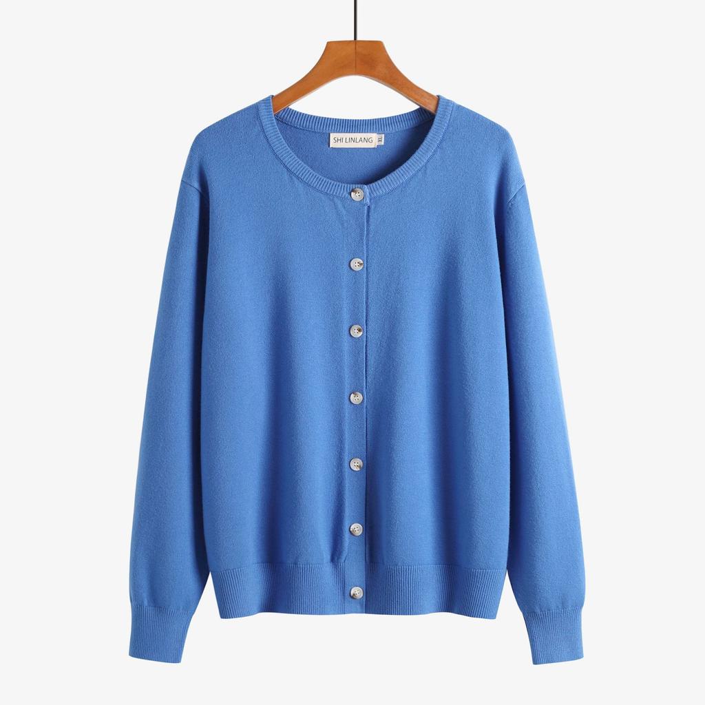 Damen Strickjacken Pullover Leichte Frühling Herbst Outfits Business Casual Weiche Oberteile Langarm Knopfleiste Pullover Rundhalsausschnitt Cardigan für Damen