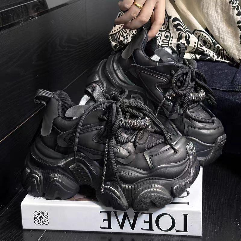 Retro Silver Platform Dad Shoes Women's Autumn New Small Height Increase Versatile Casual Sports Shoes