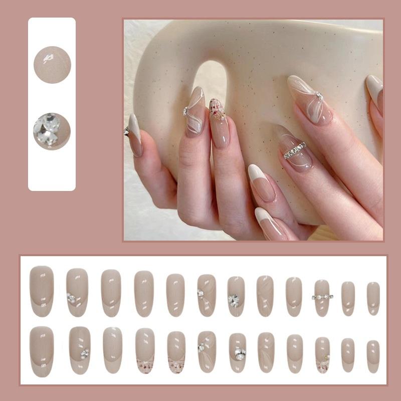 

24 шт. съемные накладные ногти в стиле балерины, носимые накладные ногти, полное покрытие, длинные кончики ногтей, маникюрный инструмент, пресс на ногтях 24Pcs/Set