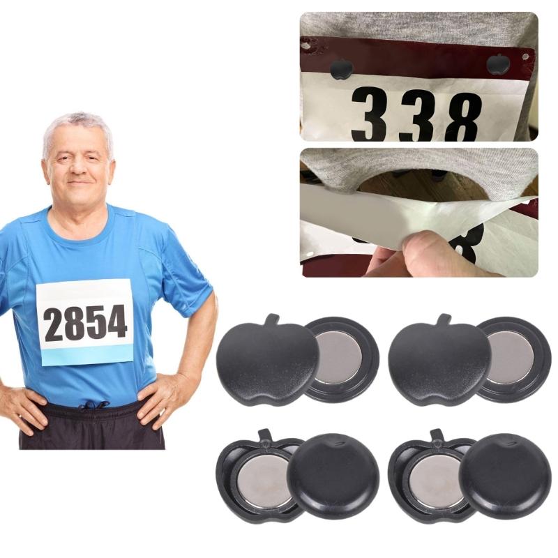 4 Pair Sports Number Holder Strong Magnet Clasps Fast Fixing Prevents Fabric Damage During Competitions