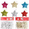 Sparkling Golden Star Xmas Tree Ornaments Set of 6 Hanging Decorations