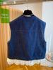 South Korea 1116 summer new hem fungus edge mesh stitching vest sleeveless jacket denim vest women