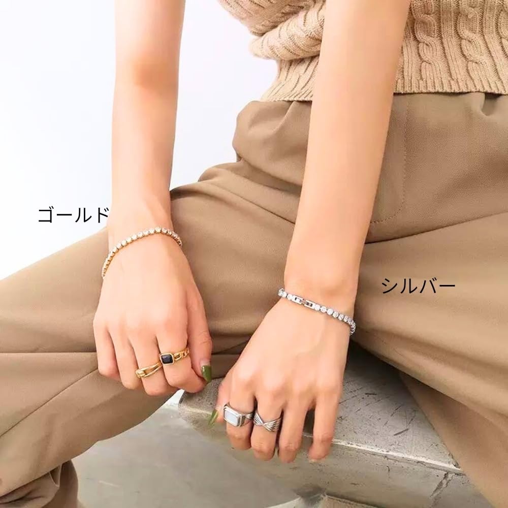 Galant Tennisarmband, Schlicht, Medizinischer Edelstahl mit Diamant und Zirkonia (Zirkonia), Hypoallergen, 18 Karat Gold, Vergoldet und Silber,