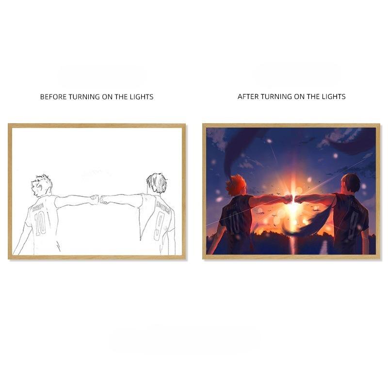 22cm/8.66in 3D Anime Teenager Peripherals Light Painting Night Light Cartoon Led Desktop Collectible Display Bedroom Decoration