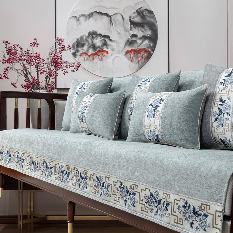 Sofa Cushion New Chinese Style Non-Slip Cover Cover Simple Four Seasons Universal High-End Fashion Backrest Towel Cushion Suit