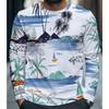 Rundhals Lässiges Oberteil Modisch Vielseitig Freizeit 3D Langarm T-Shirt Gestreiftes T-Shirt Herren Locker Großes T-Shirt