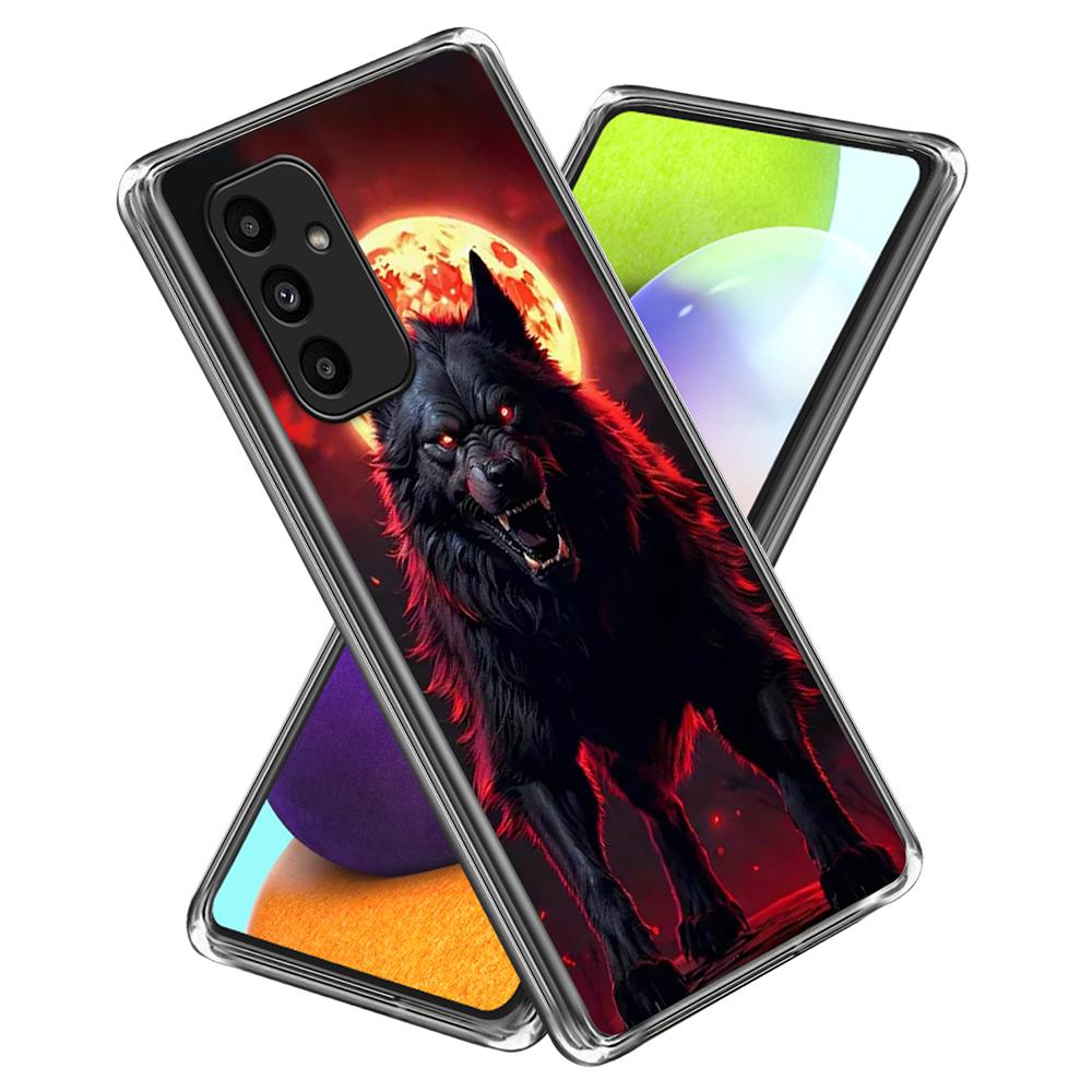 

For Samsung Galaxy A15 5G/4G Case IMD Pattern Printed Shockproof TPU Phone Cover Black Wolf