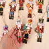 12Pcs Wooden Nutcracker Soldier Pendant Xmas Tree Hanging Ornament 2024 Christmas Decoration for Home Navidad 2025 New Year Gift