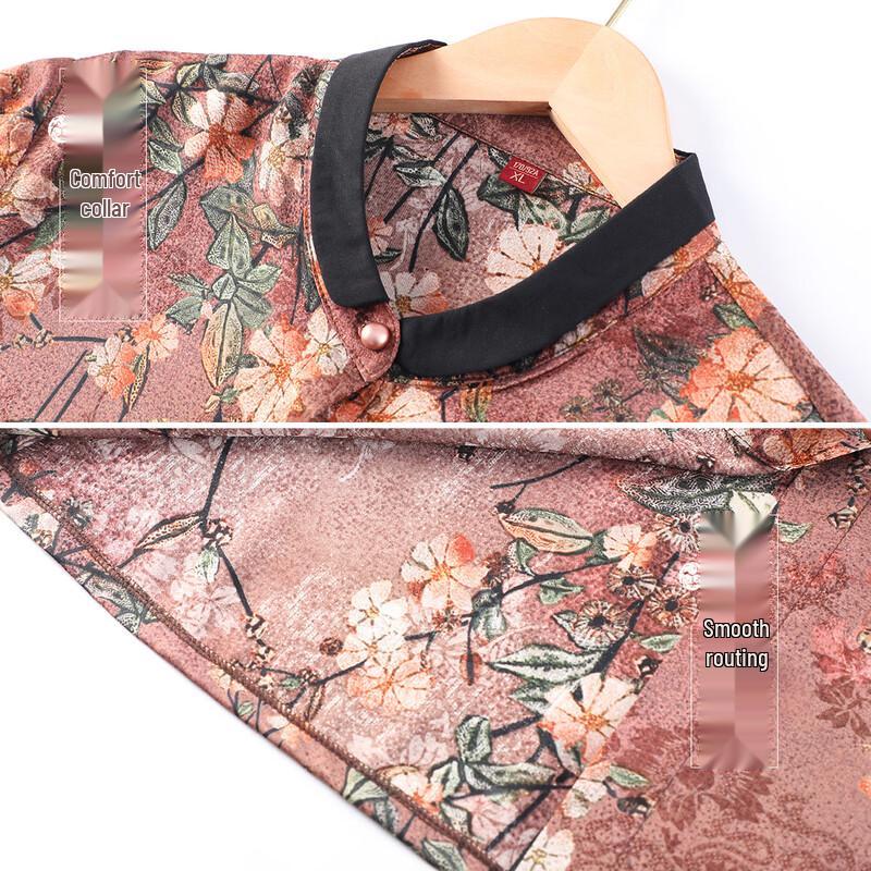 Datang Madam Elderly Women's Embroidered Spring/Autumn Half-Sleeve Cardigan Shirt