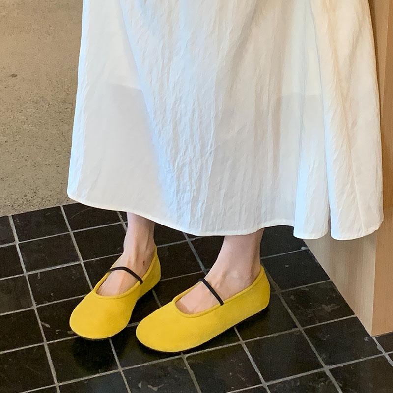 Fashion New Round Toe Fashion Flock Women Ballet Flats Dance Shoes Female Soft Footwear Shallow Ladies Flats Mary Janes Lolita Shoes