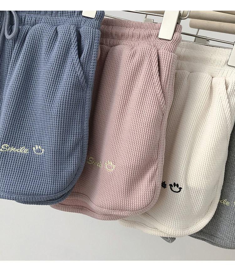 Summer 2023 Women's High-Waist Waffle Shorts - Korean Style Loose Fit, Wide Leg, Ideal for Home & Outdoor Wear