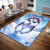 Cute Husky In Winter Wonderland Design Non-slip Rug Suitable for Living Room and Bedroom Sofas