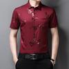Summer Men's Floral Half Sleeved Shirts Ice Silk No Ironing Men's Fashion Short Sleeved Shirt Lapel Flower Shirt