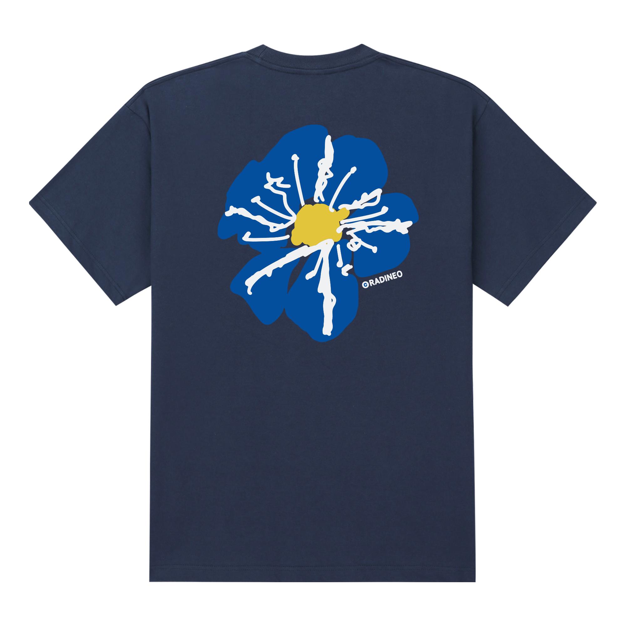 Radineo Blue Flower Short Sleeve T-Shirt Navy L