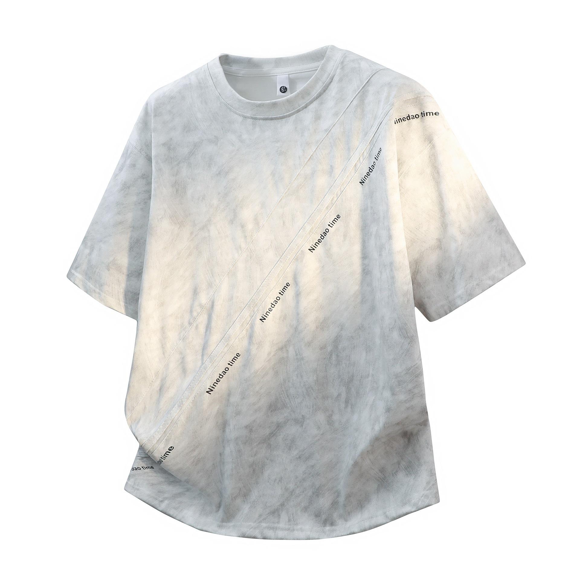 

Summer American Short-sleeved T-shirt Boys Thin Breathable Cool Loose Clothes Men s Comfortable Casual T-shirt, Text Print Oversized Tee M белый