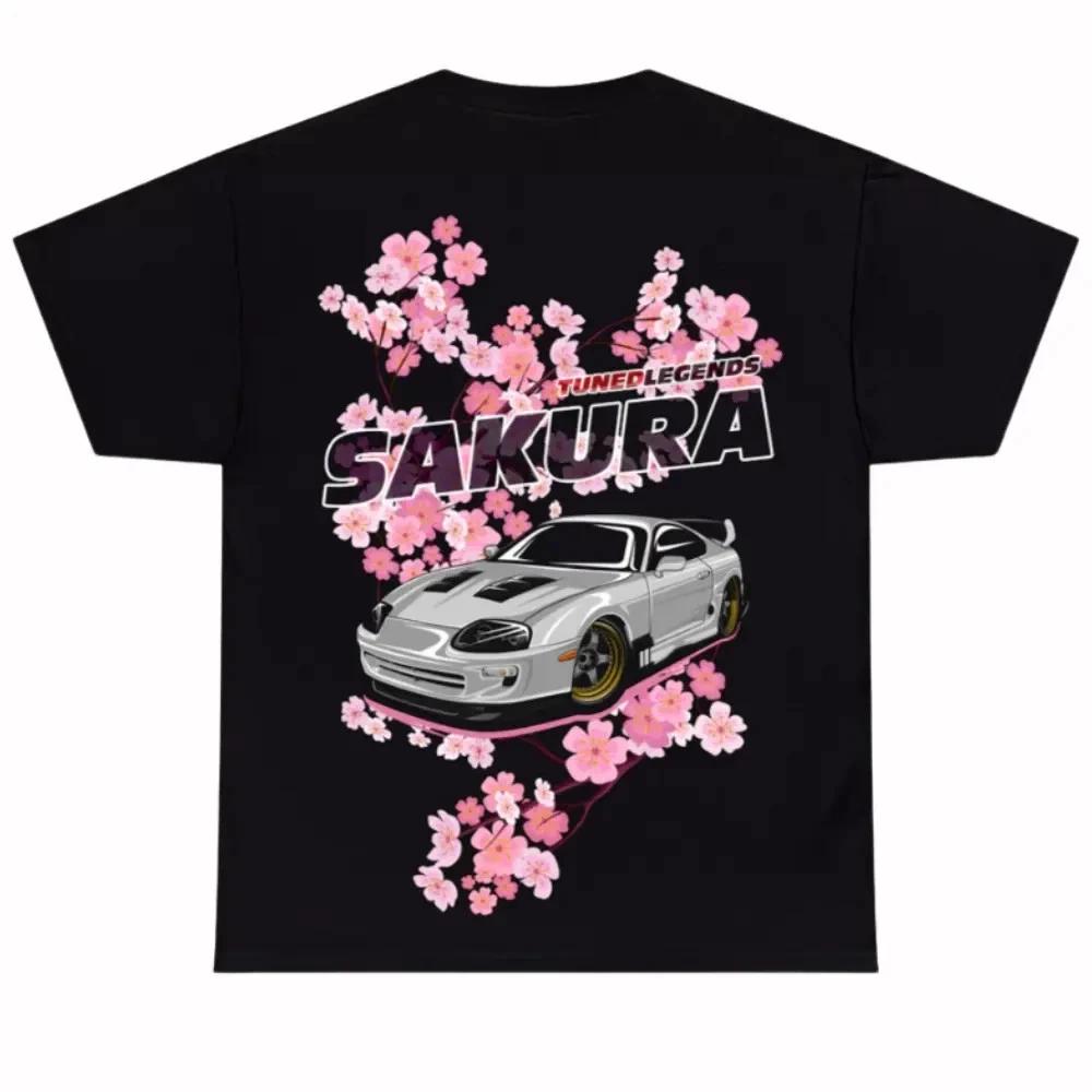 Sakura JDM Tuner Car Graphic T-Shirt Cherry Blossom Racing Tee M