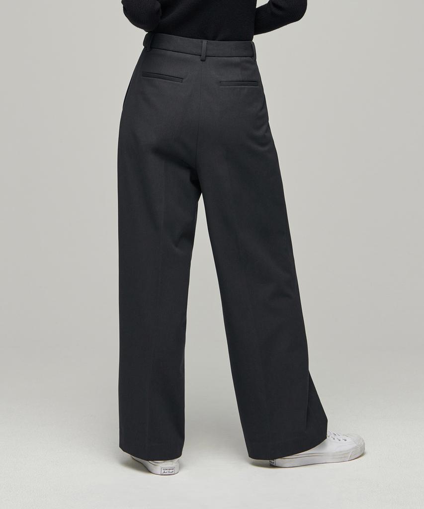 MUSINSA STANDARD WOMAN Women'S Heavyweight Fleece-Lined High-Waisted Wide Hidden Elastic Waist Slacks [Gray]
